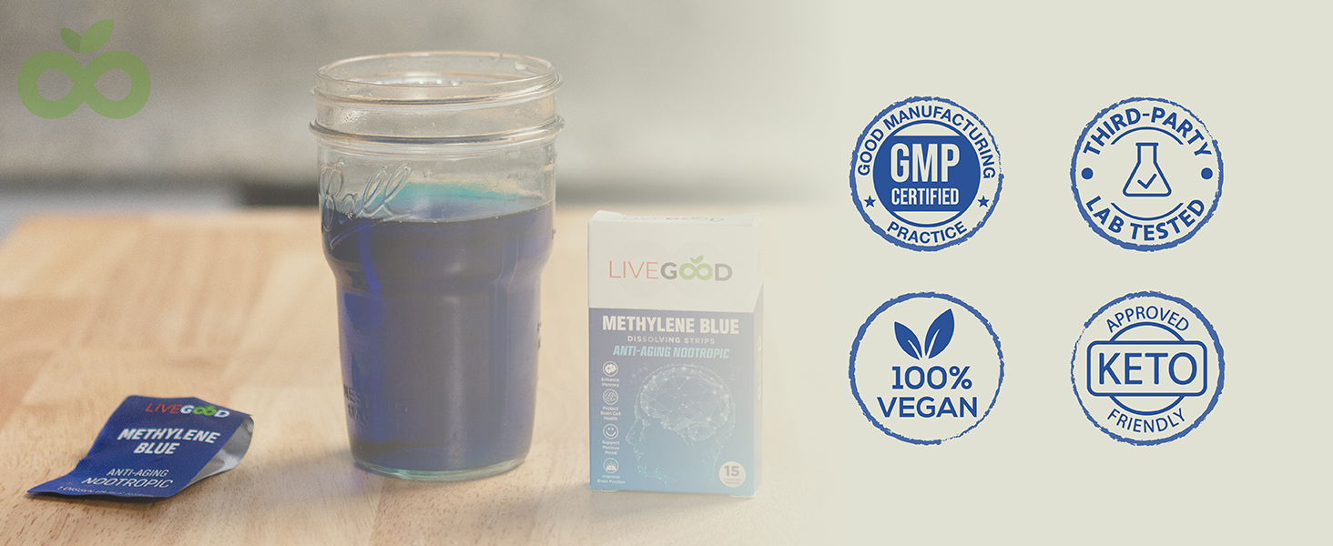 livegood livinggood daily methylene blue USP dissolving strips tongue antiage nootropic brain