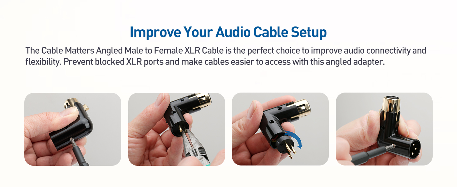 Adjustable Male to Female Right Angle XLR Adapter