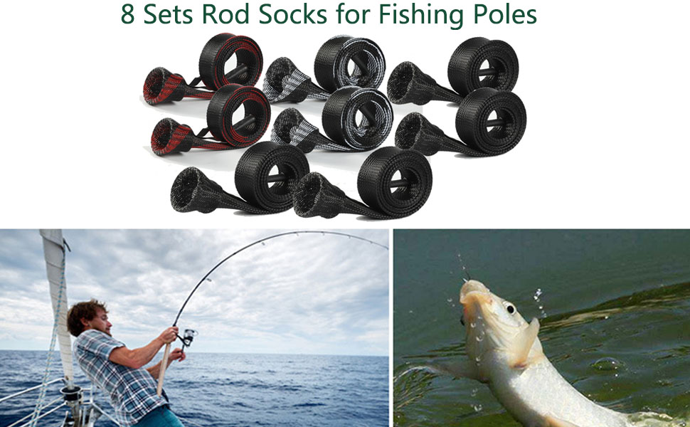 MITRIE Fishing Rod Sleeve, 8 Sets Rod Socks for Fishing