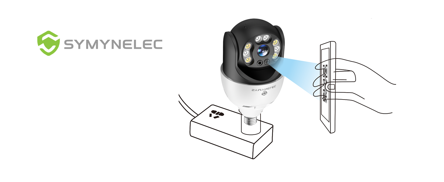 SYMYNELEC Light Bulb Camera Wifi Outdoor, Wireless PTZ