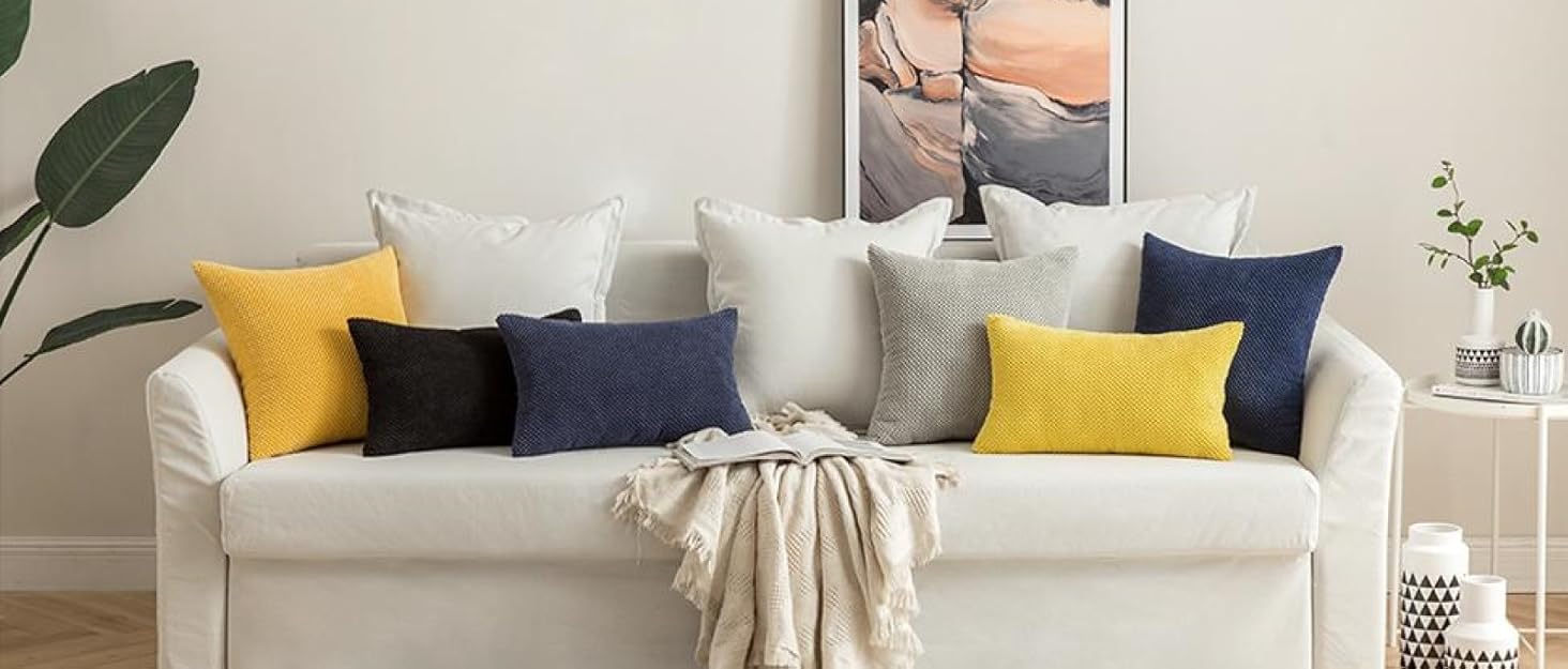 MIULEE Pack of 2 Decorative Lumbar Throw Pillow Covers Soft Pellets