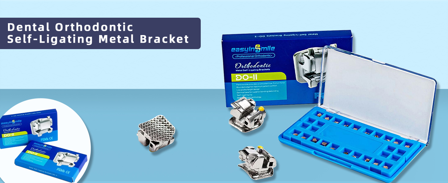 Dental Orthodontic SelfLigating Metal Bracket Passive