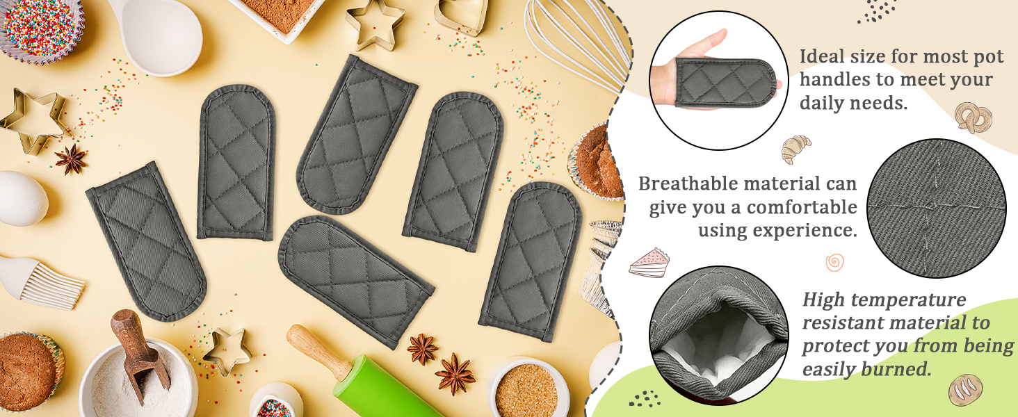 R HORSE 6Pcs Pan Handle Hot Holders, Grey Pot Pan Handle