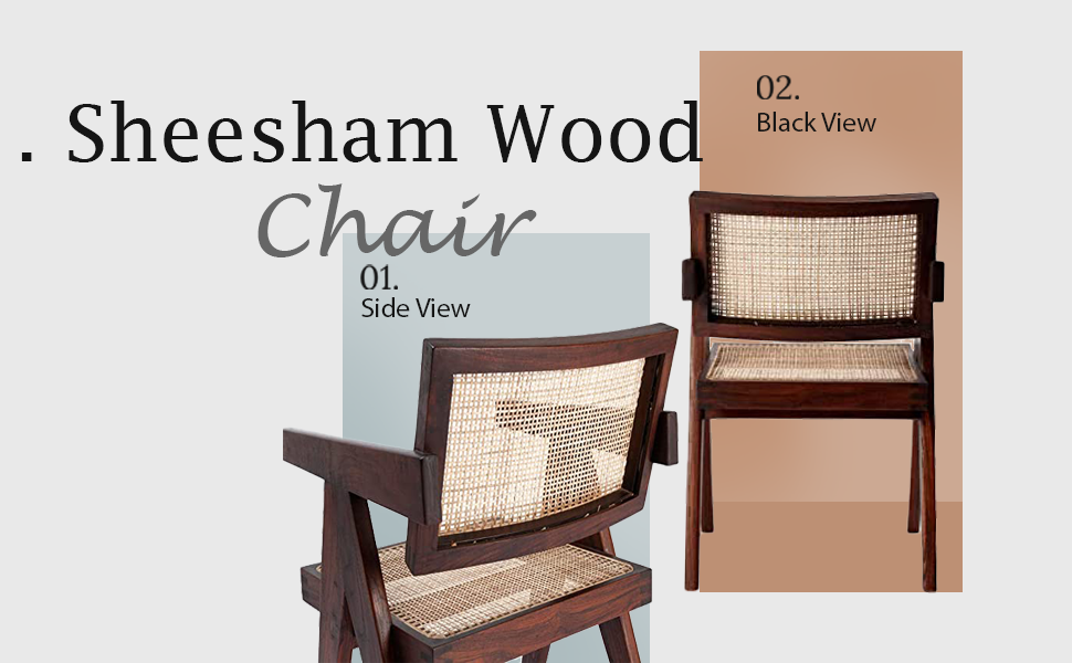 THE KASHTH Kangaroo HandCrafted Lounge Chair (Sheesham Wood & Natural Cane) Dining Room Chair