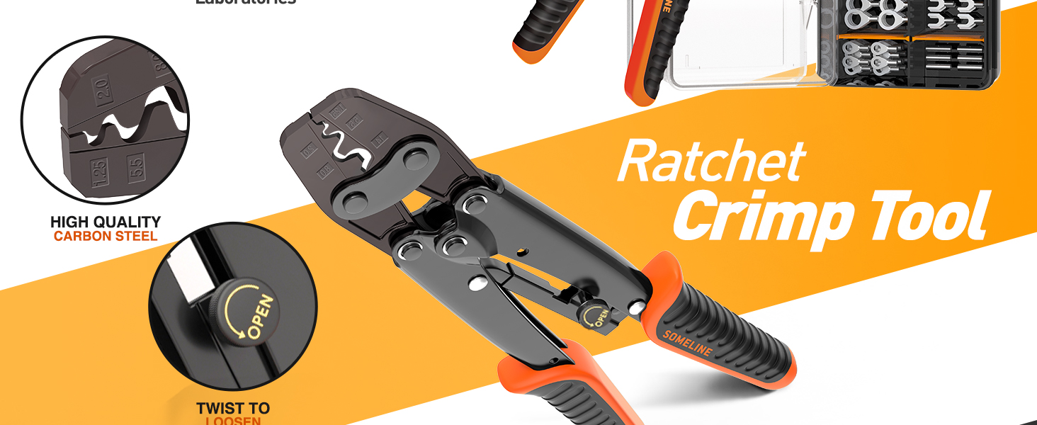 Ring Terminals Crimp Tool Kit,Cable Lugs Set,AWG 226 Copper Ring Fork Terminals NonInsulated