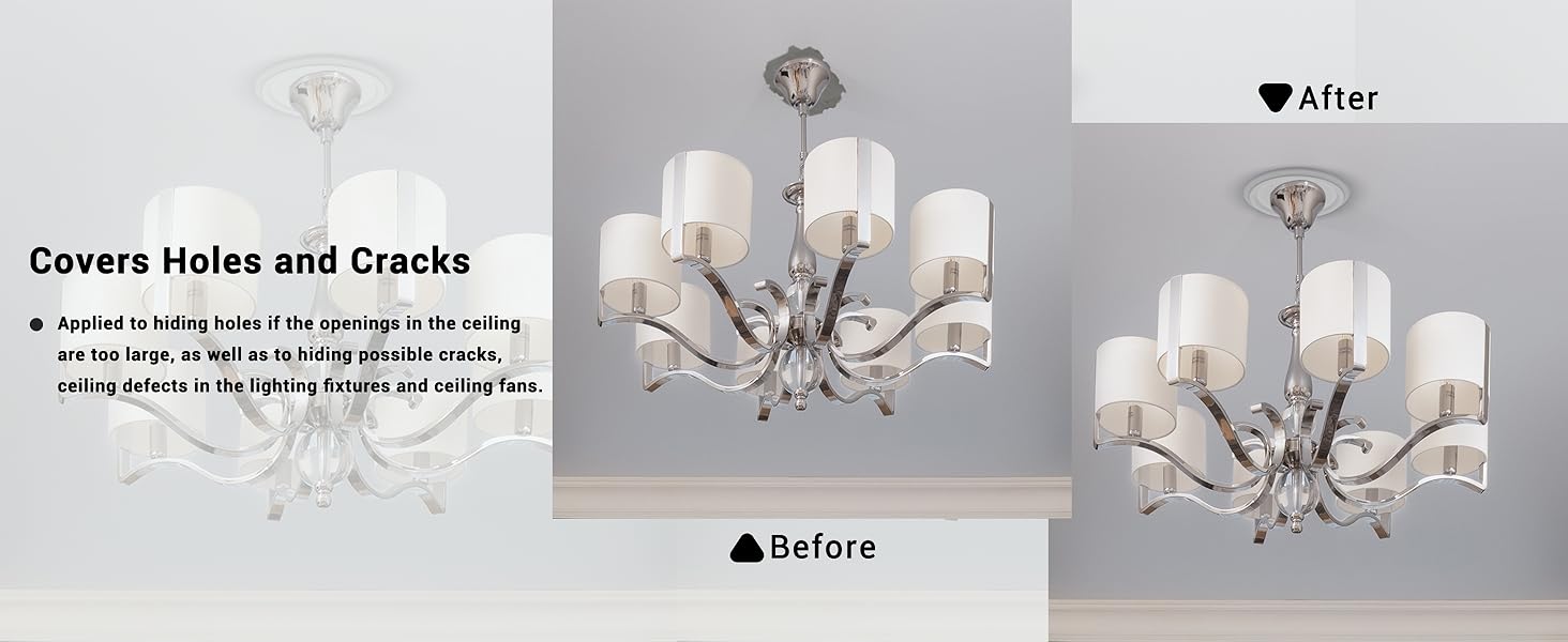 Canomo 2 Packs Split Ceiling Medallion Ceiling Light Medallion for Light Fixtures and Ceiling