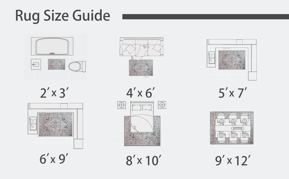 FINECASA Washable Rug 2'x3',Vintage Area Rugs with NonSlip