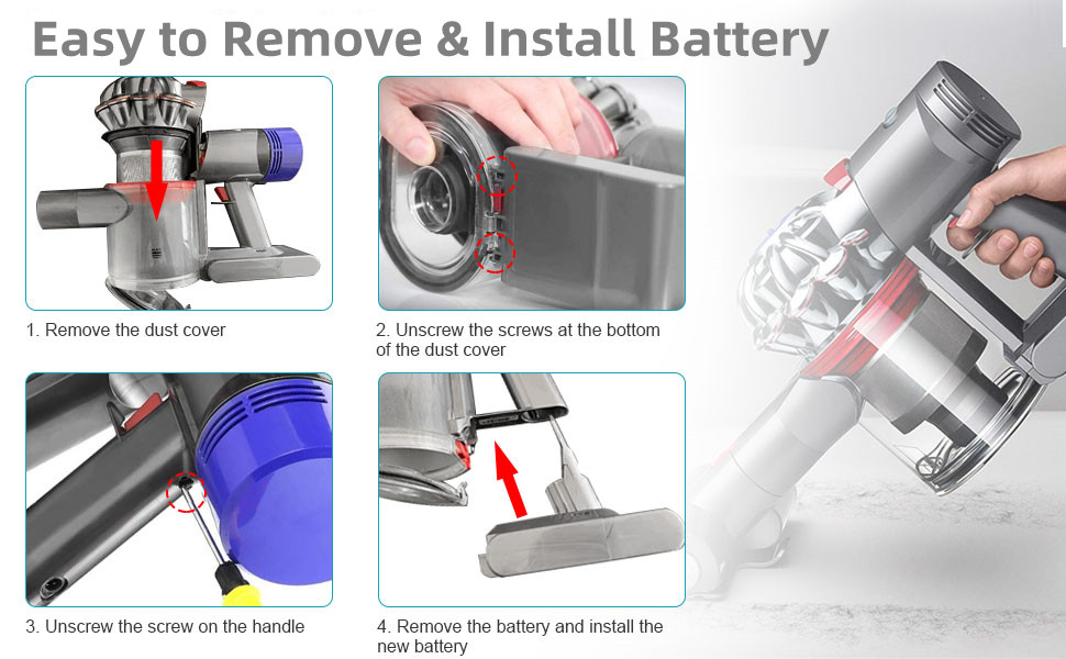 Upgraded 4.6Ah 21.6V Replacement Battery for Dyson V7