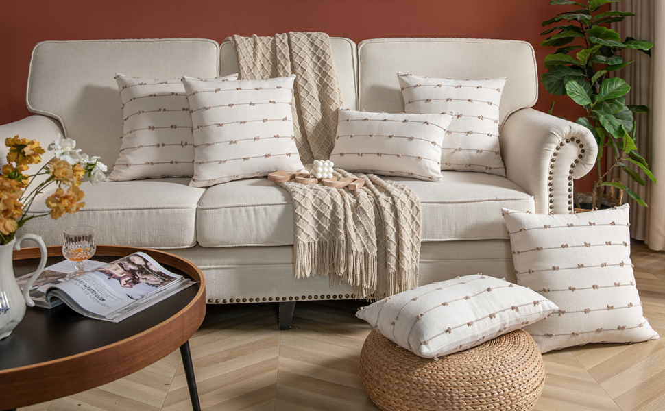 Caflife Boho Throw Pillow Covers Geometric 18x18 inches