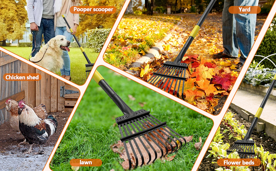 Large Rakes for Lawns Heavy Duty Back Saver Gardening