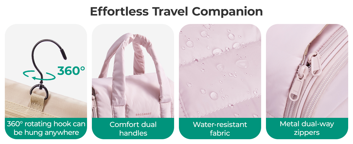 BAGSMART Travel Toiletry Bag with Removable Partition