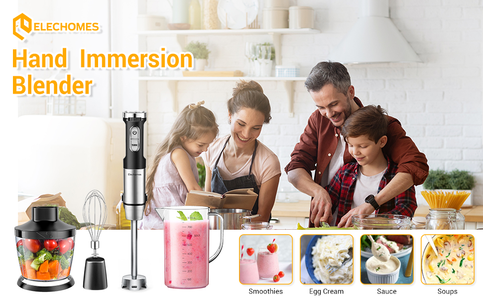 Immersion Blender, Elechomes Hand Blender, 800W MultiSpeed