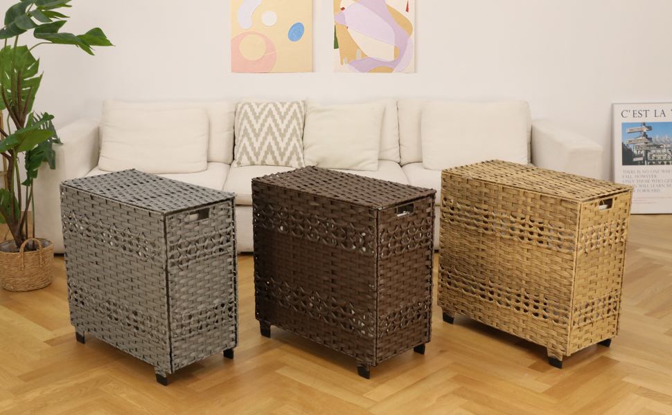 OIAHOMY Laundry Hamper with Lid, 135L Clothes Hamper with 3