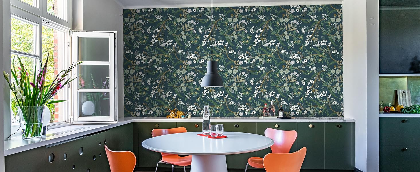 CiCiwind Peel and Stick Wallpaper Green Floral Contact Paper 40CM×12M