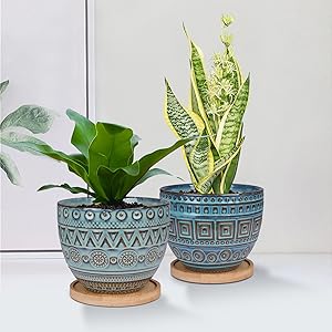 glazed ceramic succulent planters pot set