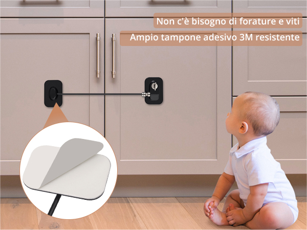 Blocca Porte Per Sicurezza Bambini - Cavo Limitatore 18 Cm Con Serratura A Chiave, Per Frigo, Finestre, Cassetti