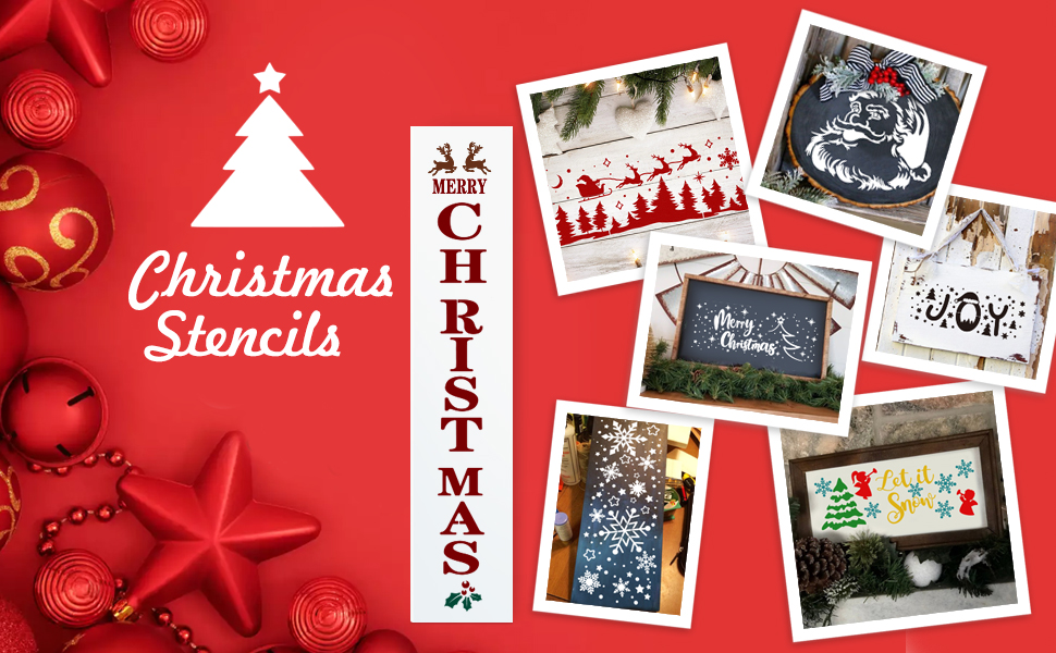 KIMOBER Christmas Stencils for Painting on Wood,10PCS