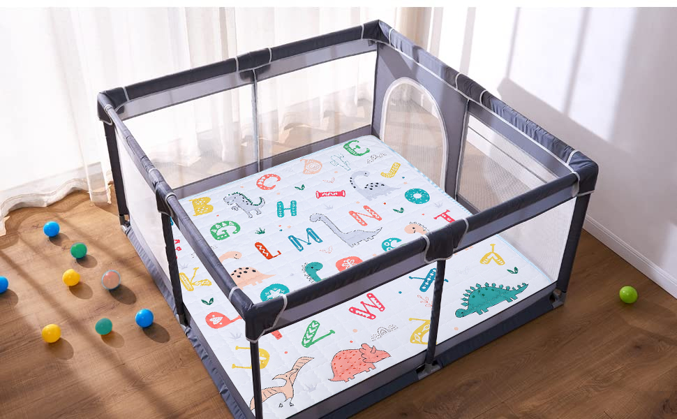 MEM Playpen Mat 71" X 59" Baby Play Mat, Thicken OnePiece
