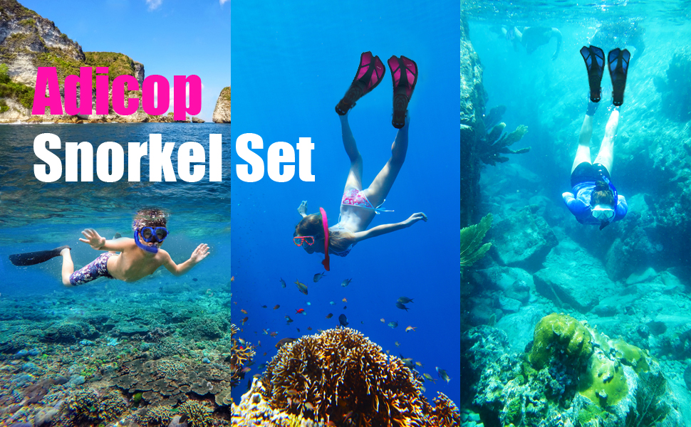 Kids Snorkeling Set with Fins, Snorkel Set Junior Mask Snorkeling Gear AntiFog Coated Glass