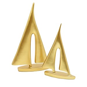 Golden Sailboat Statue Home Decor