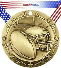 WCM813G Gold World Class Football Medal with Stars &amp;amp; Stripes Neckband