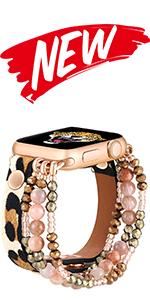 Leather & beaded apple watch bands