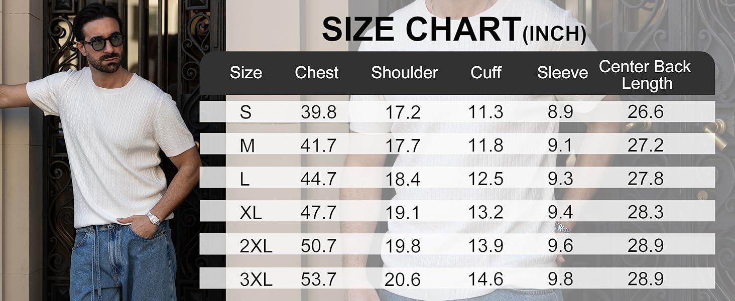 Men's T- Shirts Short Sleeve Knit Sweater Shirt Casual Crewneck Ribbed Pullover Tees