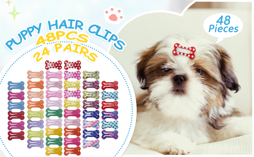 Yxiang 48PCS Hair Clips for Dogs, 1Inch Small Dog Bow Mini