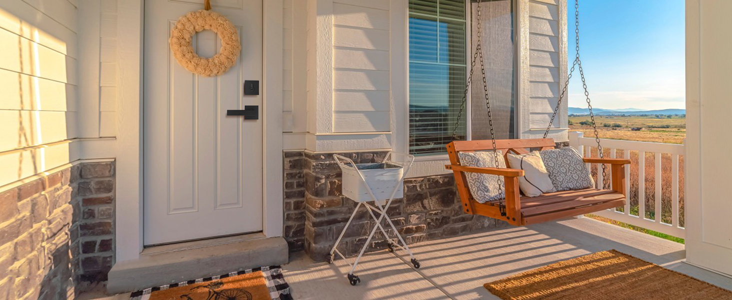 Sopoby Passage Door Handles Matte Black with Single Cylinder Deadbolts