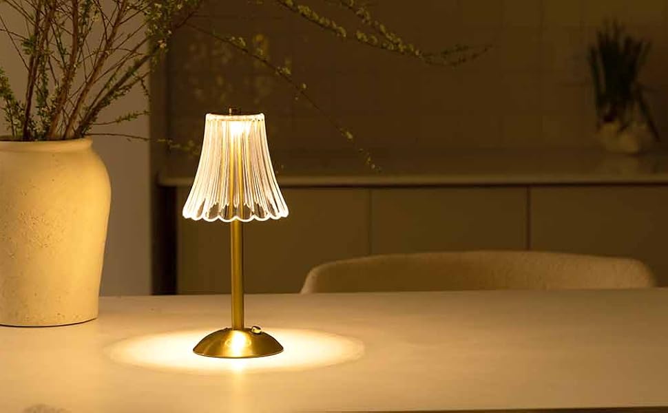 HEQET Cordless Table Lamps for Home, Table, Dining Room, Gold