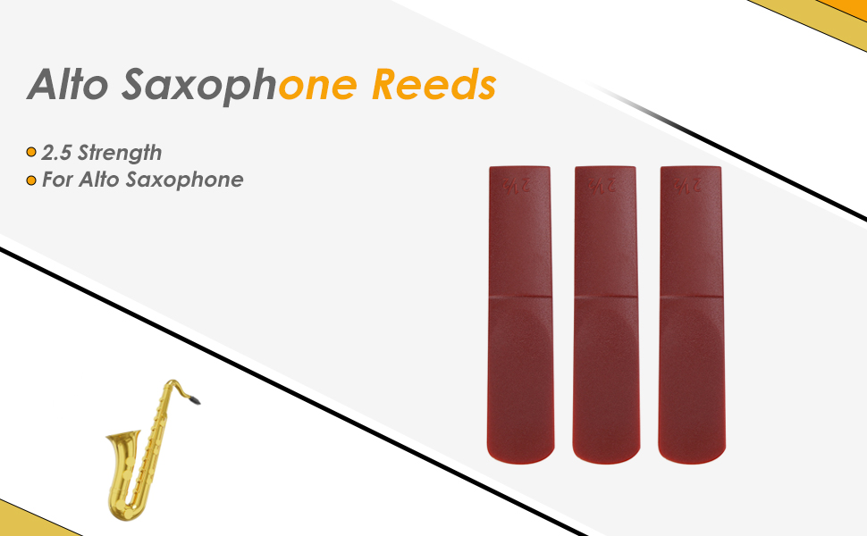 3pcs Saxophone Reeds, 2.5 Strength Reeds for Saxophone(Red