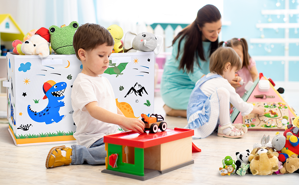 WERNNSAI Dinosaur Toy Box Collapsible Toy Storage Chest