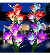 Fohil Solar Flower Lights Outdoor, 4 Pack Color Changing Solar Garden Lights, Waterproof Solar Li...