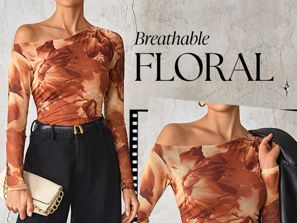 Amazon.com: ZESICA Women's Floral Off Shoulder Long Sleeve