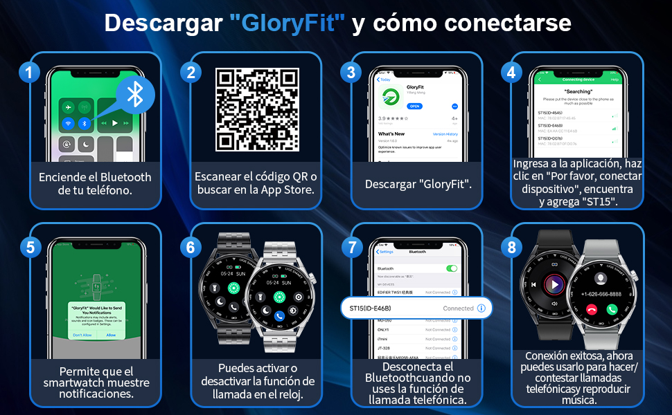 Descargar "GloryFit" y como conectarse