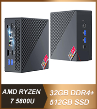 NiPoGi Mini PC АMD Ryzen 7 5800U, 32GB DDR4 512GB M.2 SSD