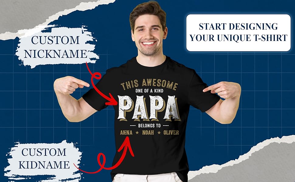 customized fathers day t shirt personalized custom dad men daddy kids names gifts grandpa papa papaw