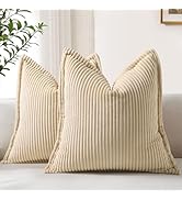 decorUhome Decorative Throw Pillow Covers 18X18 Set of 2 Soft Boho Farmhouse Couch Pillow Covers ...