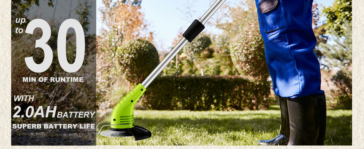 HooSeen Cordless Grass Trimmer,12V Cordless Strimmer with 2.0Ah LiIon