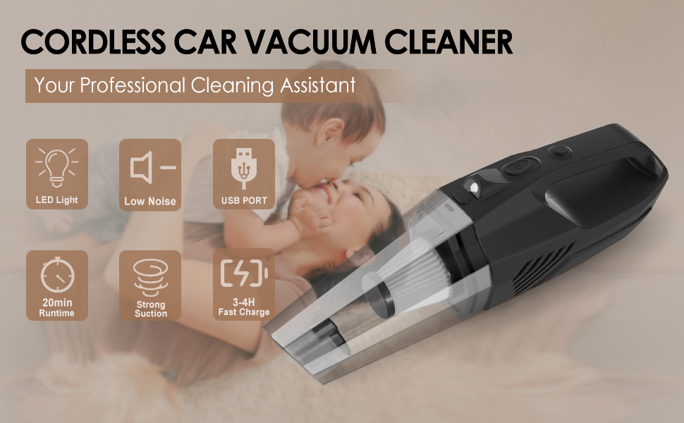 JOCOSA Handheld Vacuum,Car Vacuum Cordless,USB Charging Portable
