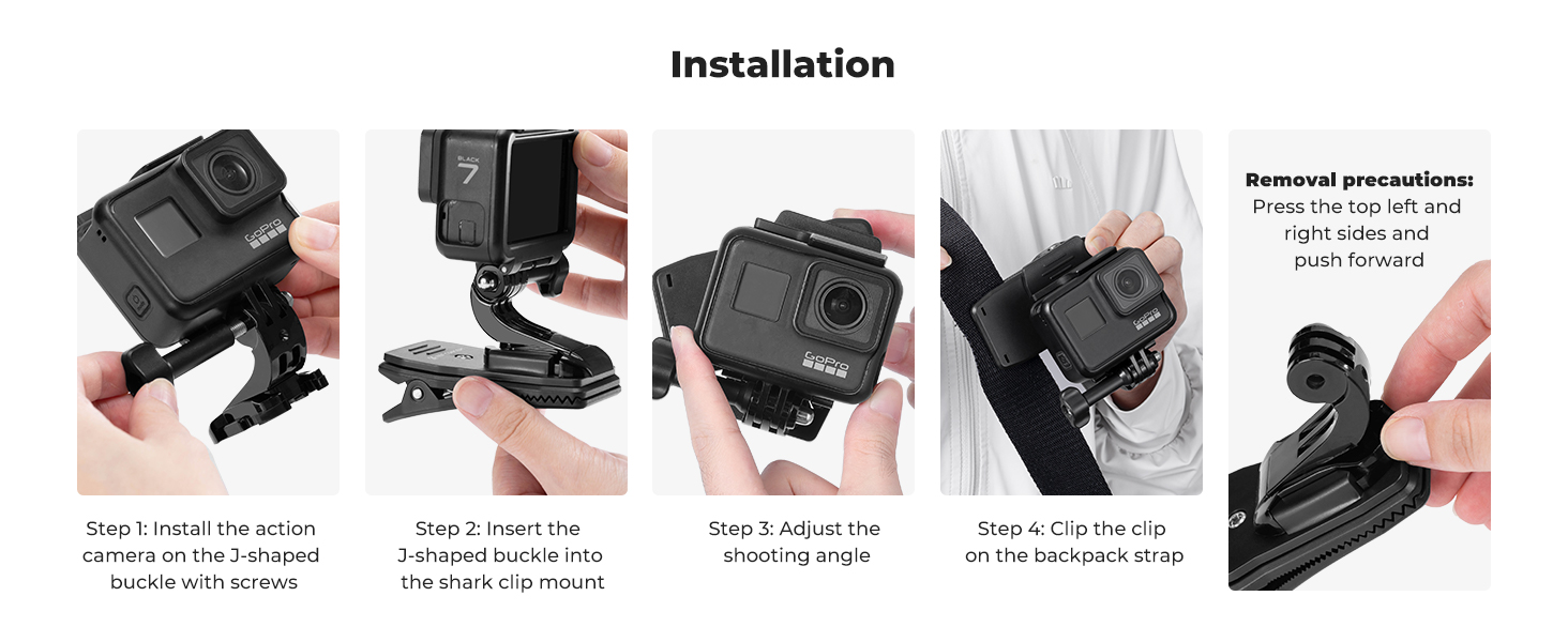 backpack strap clip for action cameras phone