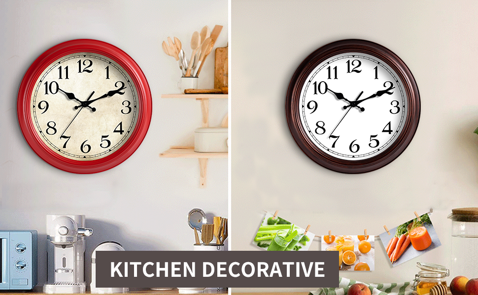 Amazon.com: HYLANDA Wall Clock, 14 Inch Red Wall Clocks Battery