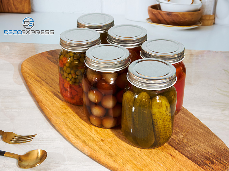 DECO EXPRESS Glass Jars with Lids Set of 6500ml Mason Jars Airtight DECO EXPRESS Glass Jars with Lids Set of 6500ml Mason Jars Airtight
