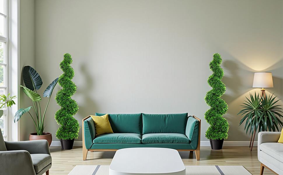 Artificial Boxwood Spiral Topiary Trees