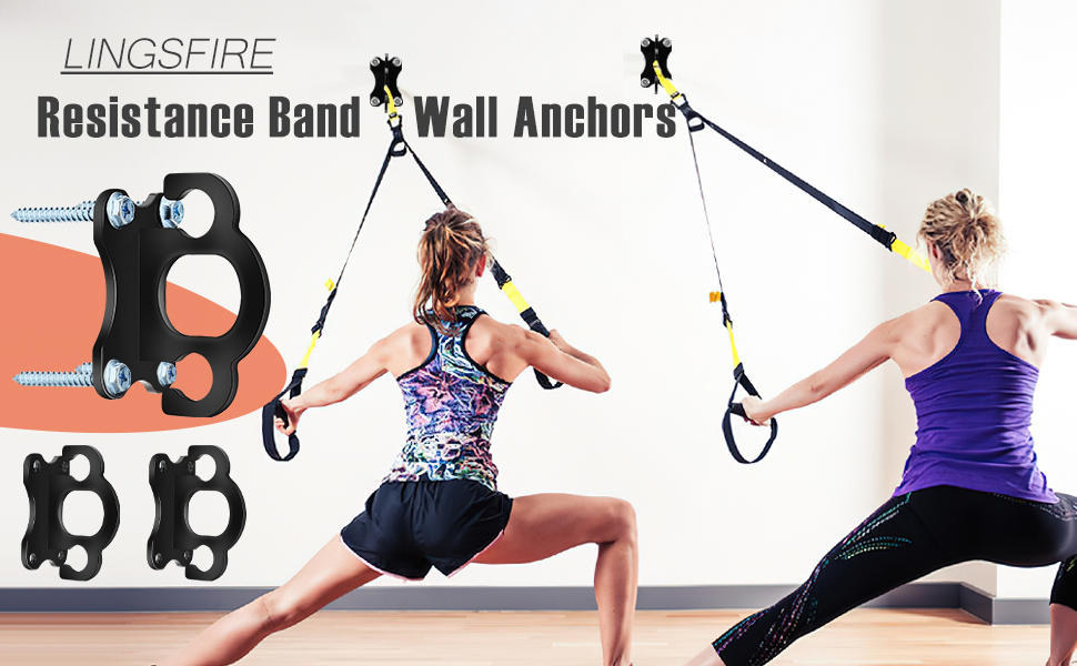 LINGSFIRE Resistance Band Wall Anchors, Space Saving Resistance Band Wall Mount