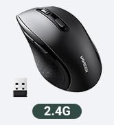 UGREEN 2.4GHz Wireless Mouse Ergonomic 1600 DPI USB Receiver Compatible with Windows Mac Linux Ch...