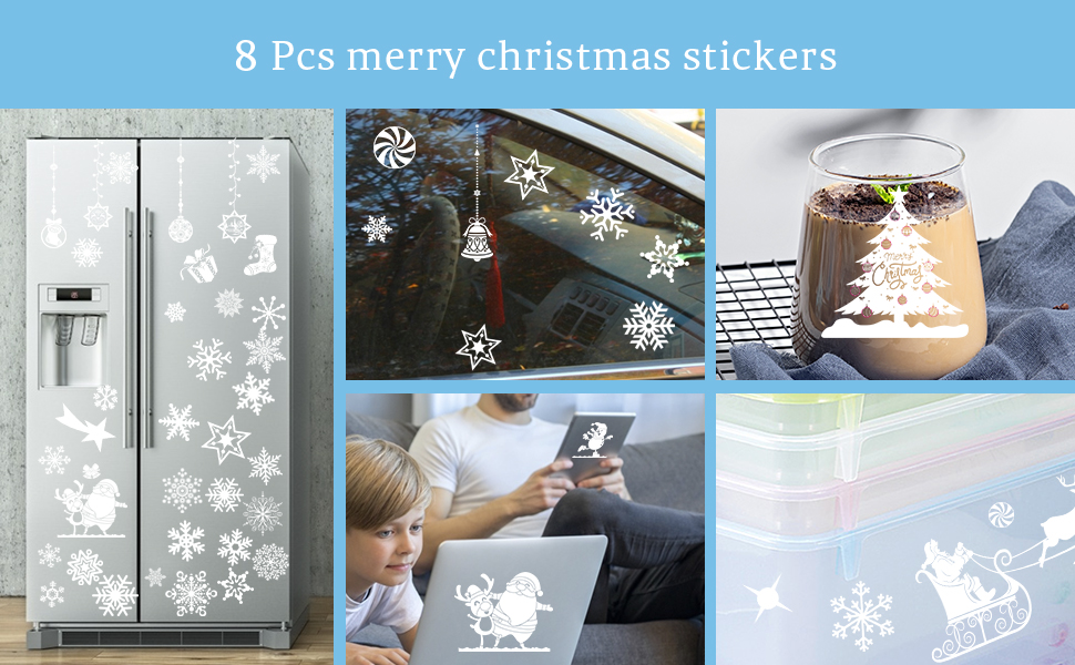 Christmas Window Stickers 8 Sheets Window Sticker Decor Snowflakes