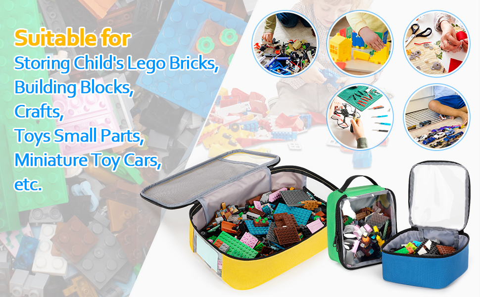 Rexmica 4piece Toy Storage Organizer Bag Compatible with Lego Bricks, Travel Organizer Case for
