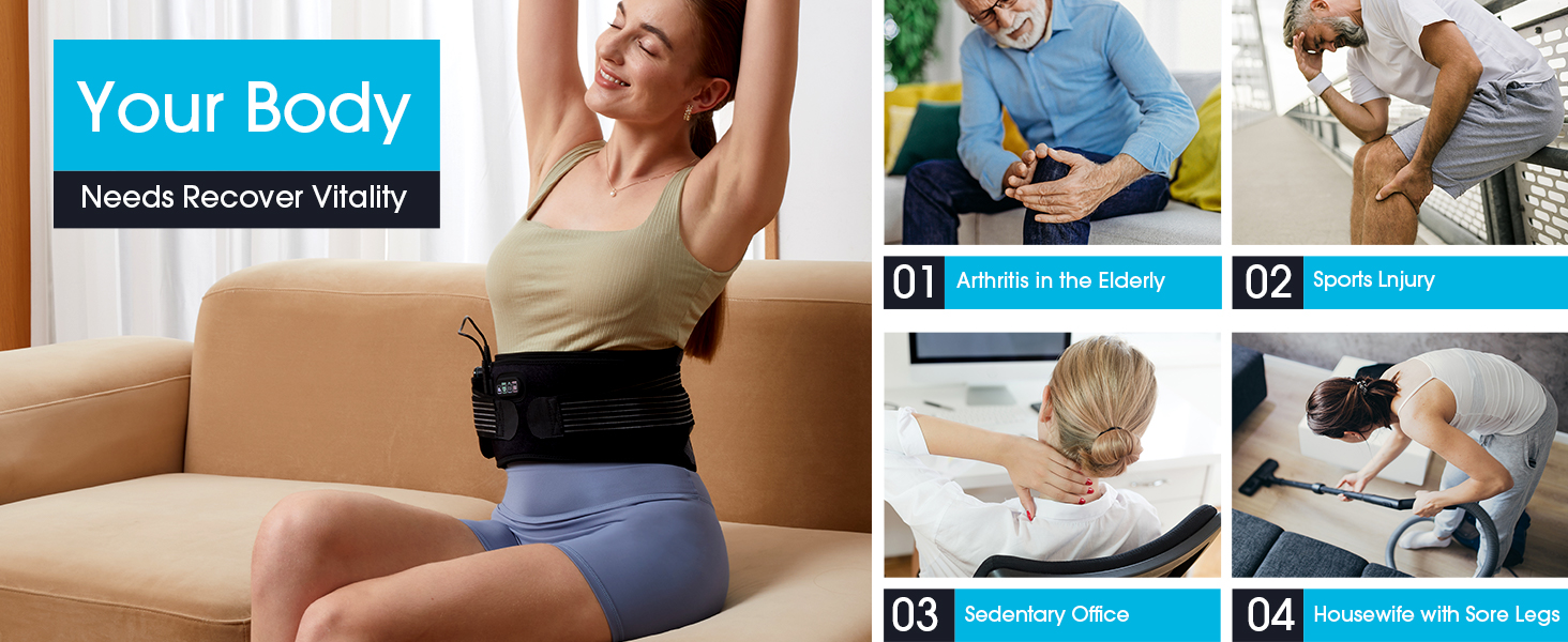 Cordless Heated Waist Belt with Heat & Massage