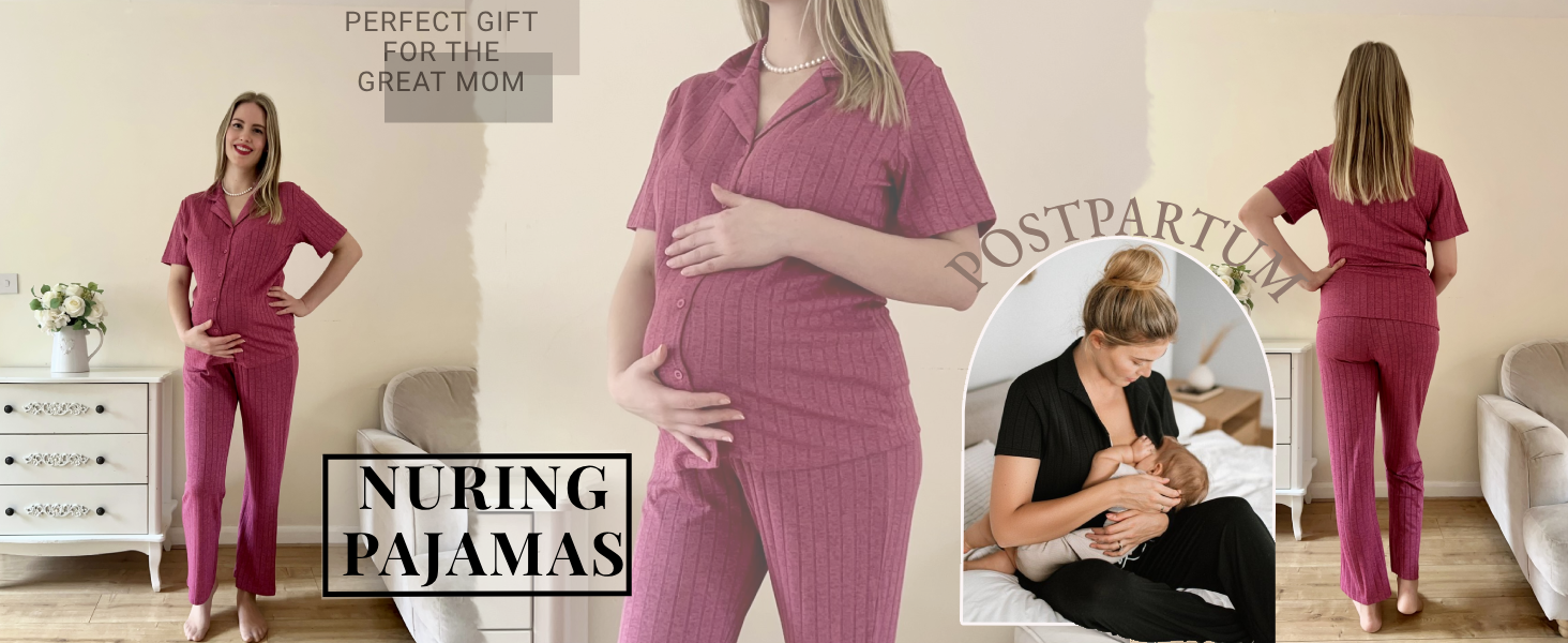 Postpartum Maternity Nursing pajamas sets for Women Mom